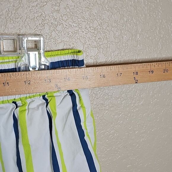 By Anthropologie Boxy Bermuda Shorts Medium Striped White Blue and Green - Picture 5 of 7